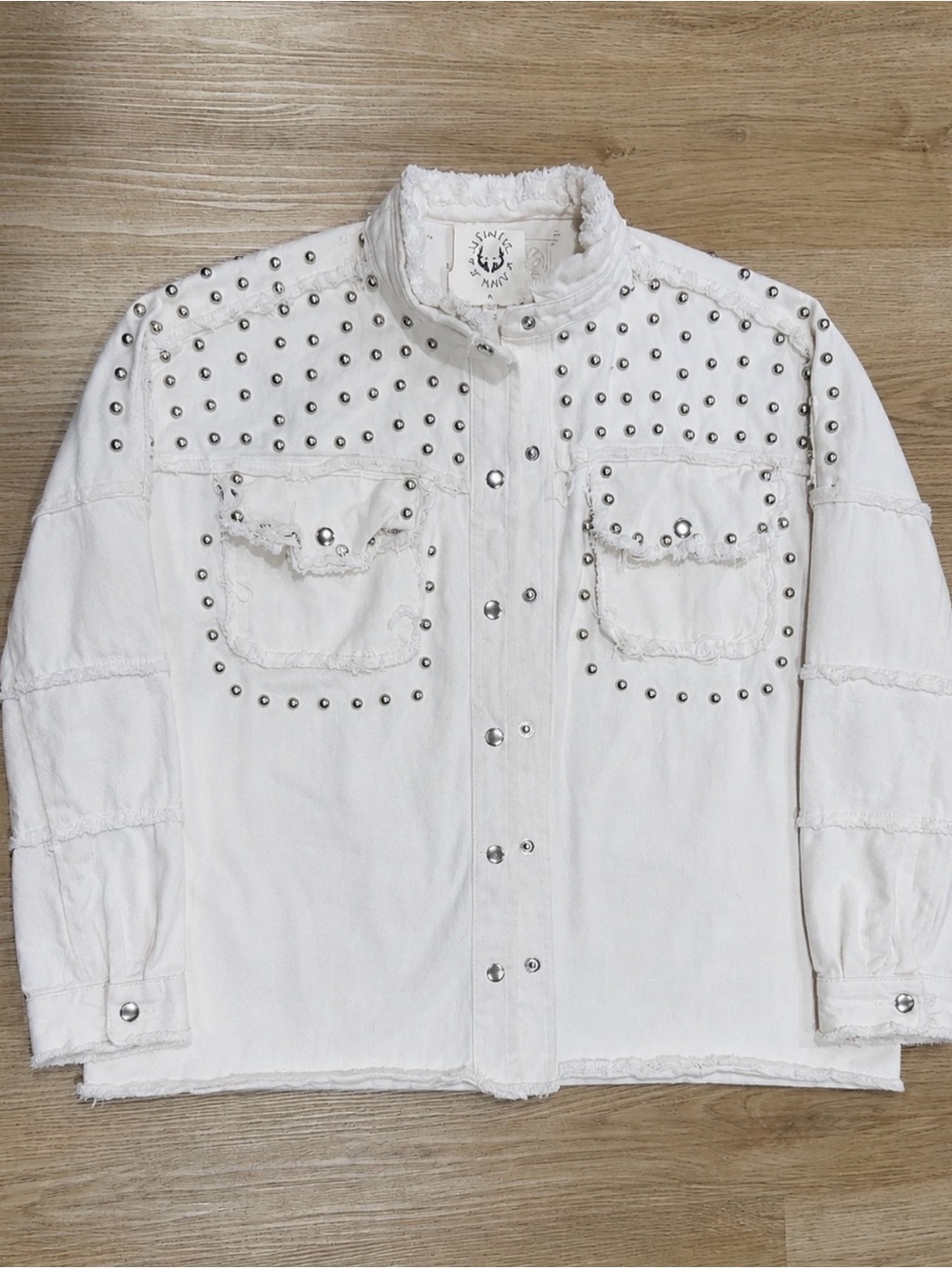 Fantastic Fawn White Studded Denim Shacket